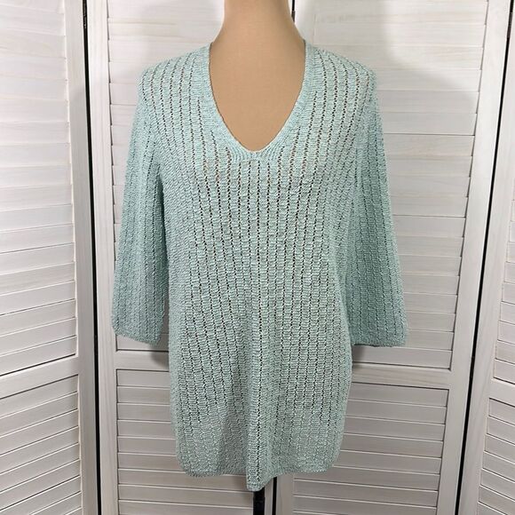J. Jill  Sweater LP Large Petite Aegean Mist Knit NWOT - Picture 3 of 13